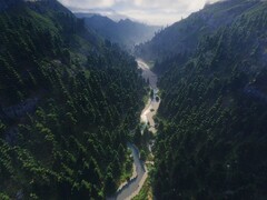 En skärmdump av Plopidr_'s projekt som presenterades på Reddit, som visar en flod och en skog. (Bildkälla: Plopidr_'s - Reddit)