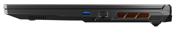 Höger sida: USB 3.2 Gen 2 (USB-A), Gigabit Ethernet