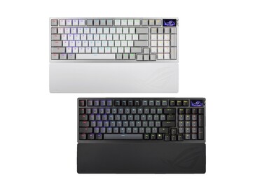 ROG Azoth 96 HE kommer i färgerna vit och svart med ett avtagbart handledsstöd. (Bildkälla: Asus)