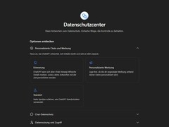 Skärmdump från ChatGPT:s integritetscenter som visar ämnena minne, personaliserade annonser och plats