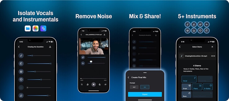 Gaudio Studio använder GSEP AI för att eliminera bakgrundsljud eller separera sång- och instrumentstämmor på smartphones. (Bildkälla: Gaudio Lab)