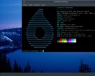 OmegaLinux 2026.02.21 skrivbord med terminalfönster som visar den nya basversionen av Arch Linux