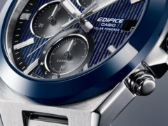 För de nya Edifice-modellerna matchar boettens färg urtavlan perfekt. På bilden - en närbild av ramen på Casio Edifice EFS-S650D-2A. (Bildkälla: Casio) 