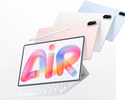 MatePad Air 2026 kostar från 799 euro i EU. Bild: en reklambild som visar olika färger och tangentbordstillbehöret.