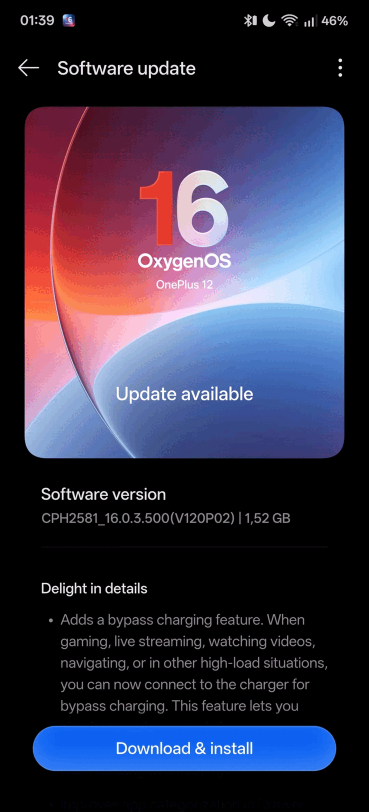  OxygenOS 16.0.3.500 OTA (Bildkälla: OnePlus Community)