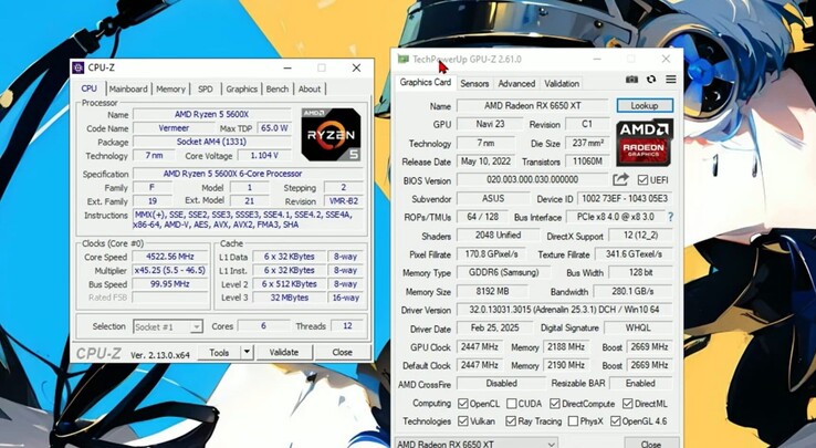 Testsystem med Ryzen 5 5600X och Radeon RX 6650 XT för prestandatester av PS5-emulatorer