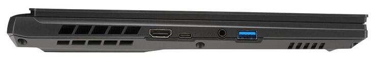Till vänster: HDMI 2.1, USB 3.2 Gen 1 (USB-C; DisplayPort), kombinerat ljuduttag, USB 3.2 Gen 1 (USB A)