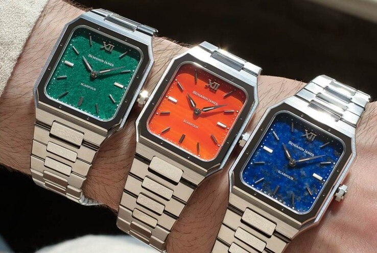 Scarifour finns i färgalternativen Lapis Lazuli, Green Jade och Burnt Orange Agate (Bildkälla: Benjamin James Watches)