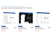 En skärmdump av Sonys Certified Refurbished PlayStation 5-konsoler på PlayStation Direct