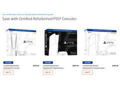 En skärmdump av Sonys Certified Refurbished PlayStation 5-konsoler på PlayStation Direct