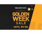 En reklambild för Square Enix Golden Week Sale 2025 med Golden Week skrivet i fetstil med evenemangsdatumen längst ner. (Bildkälla: Square Enix)