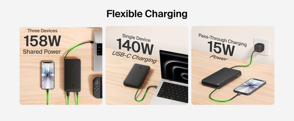 Belkin UltraCharge Pro Laptop Power Bank 25K kan ladda tre enheter samtidigt.