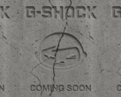 Teaserklippet (bilden) visar sprucken cement med båda varumärkeslogotyperna inristade i ytan, följt av orden "Coming Soon" (Bildkälla: G-Shock UK)