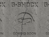 Teaserklippet (bilden) visar sprucken cement med båda varumärkeslogotyperna inristade i ytan, följt av orden "Coming Soon" (Bildkälla: G-Shock UK)