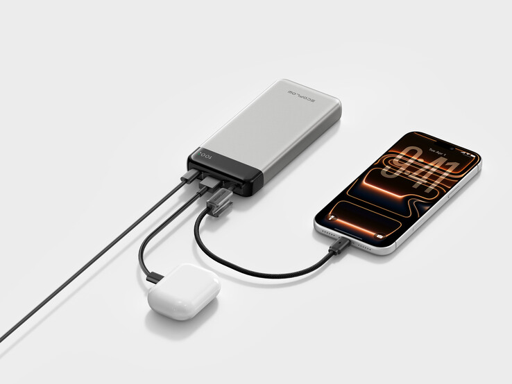 Rapid powerbank (20K, 45 W) har en inbyggd USB-C-kabel som även fungerar som bärrem