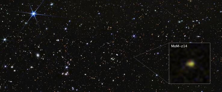 Webb-bild av galaxen MoM-z14