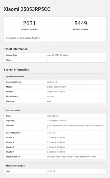 Xiaomi Pad 7S Pro på Geekbench