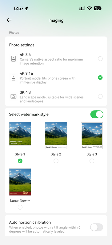 Bildinställningar i Hi Rokid-appen