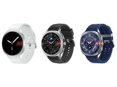 Inofficiella renderingar av Galaxy Watch8 (vänster), Galaxy Watch8 Classic (mitten) och Galxy Watch Ultra 2025 (höger). (Bildkälla: Android Headlines)