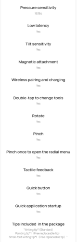 Huawei tillhandahåller en lista över M-Pencil Pros funktioner på sin webbplats.