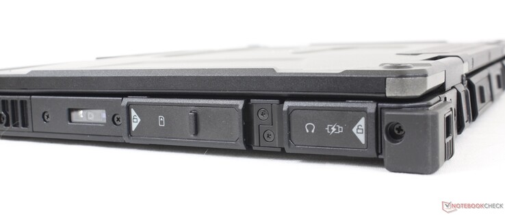 Höger: Bild- eller streckkodsläsare, SIM-kortplats (tillval), 3,5 mm kombinationsljud, USB-A 2.0