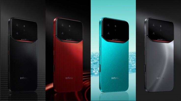 Infinix Note 60 Ultra finns i färgerna Torino Black, Monza Red, Amalfi Blue och Roma Silver