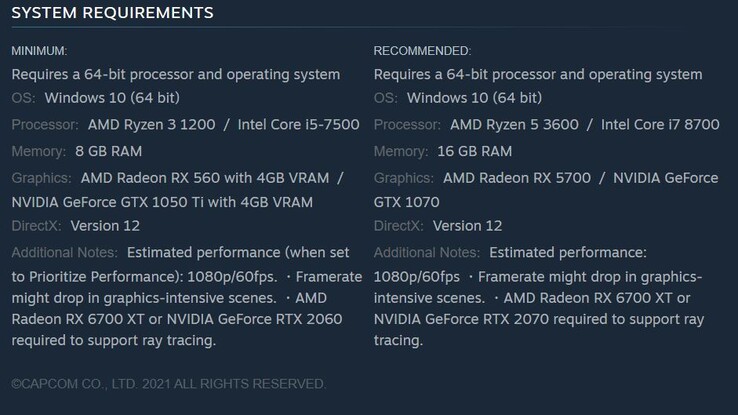 Resident Evil Village systemkrav. (Bildkälla: Steam)