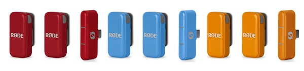Røde Wireless Micro i färgerna röd, blå och orange. (Bildkälla: Røde)
