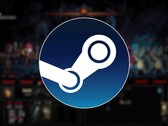 En bild som visar spelet Darkest Dungeon och Steam-logotypen mot en vit bakgrund. 