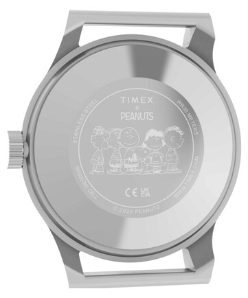 Baksidan av Timex x Peanuts MK1 med Snoopy och andra Peanuts-karaktärer.