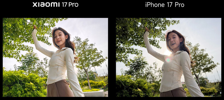Tidig kamerajämförelse av Xiaomi 17 Pro och iPhone 17 Pro (Bildkälla: Lu Weibing)