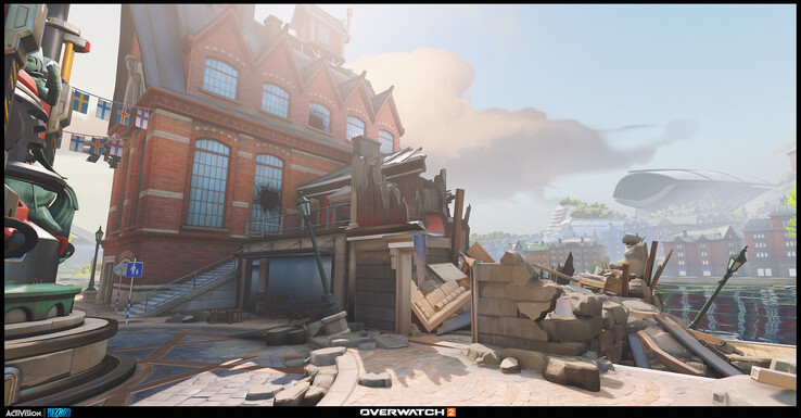 Rubble-strödda gator och delvis förstörda interiörer i Overwatch 2 lyfter fram miljöberättandet bakom spelets konfliktmärkta berättelseuppdrag.