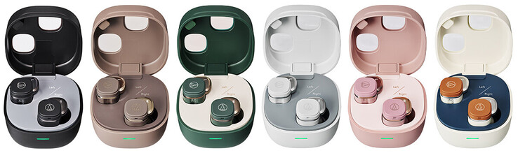 Audio-Technica ATH-SQ1TW2NC öronsnäckor finns tillgängliga i svart, cafe latte, skogsgrön, grå, rosa eller vit kamel.