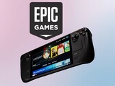 Epic Games logotyp syns ovanför Valve Steam Deck