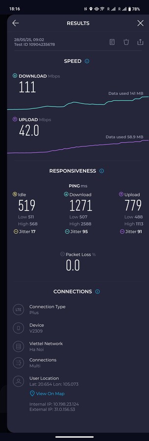 Hyfsad 4G-mottagning på landsbygden i Mai Chau, Vietnam.