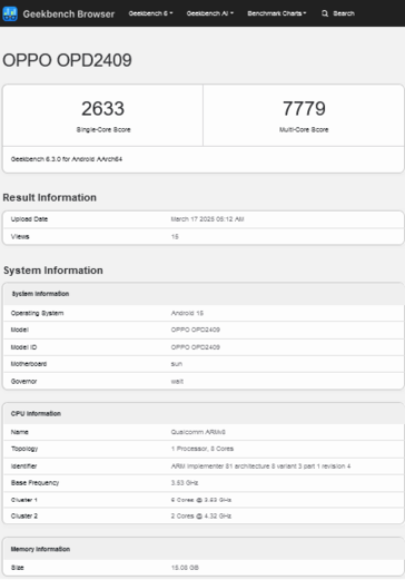 ...medan "Oppo Pad 4 Pro" smyger sig in på Geekbench. (Källa: 3C via MySmartPrice, Geekbench)