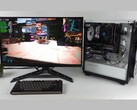 En budgetspeldator med en Intel Arc A380 och Nvidia RTX 3060 som kör Cyberpunk 2077 med Lossless Scaling för ramgenerering med dubbla GPU:er och visar FPS-räknare på skärmen (Bildkälla: ETA PRIME via YouTube)