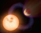 En konstnärsillustration som visar en exoplanet och en stjärna.