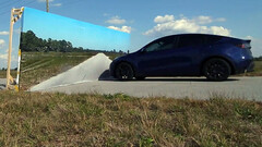 HW3 Model Y klarade inte Wile E. Coyotes krocktest på vägväggen. (Bildkälla: Kyle Paul/X)