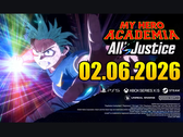 Key visual för My Hero Academia: All's Justice visar Izuku Midoriya som sträcker sig framåt med glödande energieffekter och utgivningsdatumet 02 juni 2026. (Källa: YouTube)