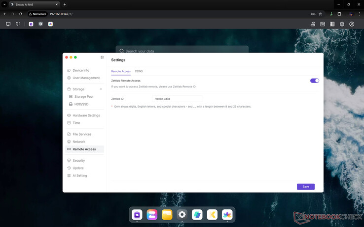 Inställning av fjärråtkomst på ZettOS