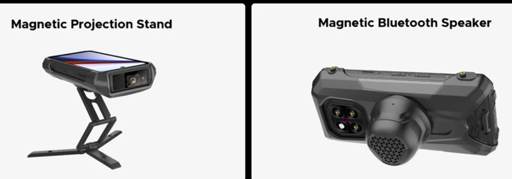 Det valfria stativet och Bluetooth-högtalaren (Bildkälla: Doogee)