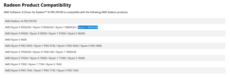 AMD Ryzen 5 9600X3D listad online (bildkälla: AMD)