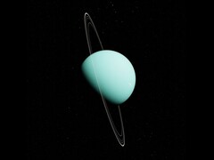 En bild som visar Uranus och dess ringar.