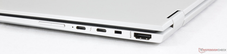 Höger: Volymknapp, 2x USB Typ C + Thunderbolt 3, DriveLock, HDMI 1.4