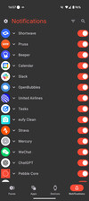 En skärmdump av notifieringshubben i den nya Pebble-appen. (Bildkälla: Eric Migicovsky via X.com)