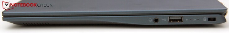Höger: 3.5 mm ljudanslutning, USB Typ A 2.0, Kensington-lås