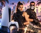 GTA 6-karaktärer bredvid en PS5 och en DualSense-handkontroll.