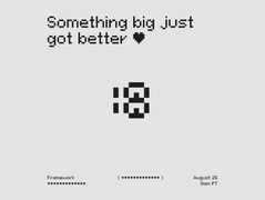 Teaser för ramverksmeddelande med emoticonen vänd åt vänster för att avslöja siffran 18