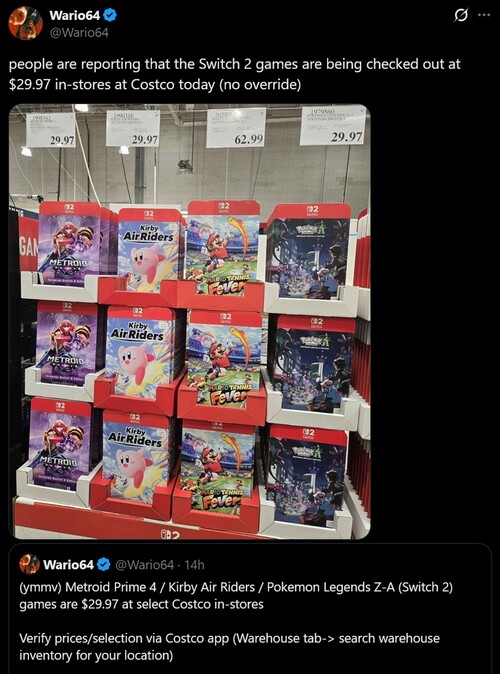 Switch 2-spel på rea hos Costco